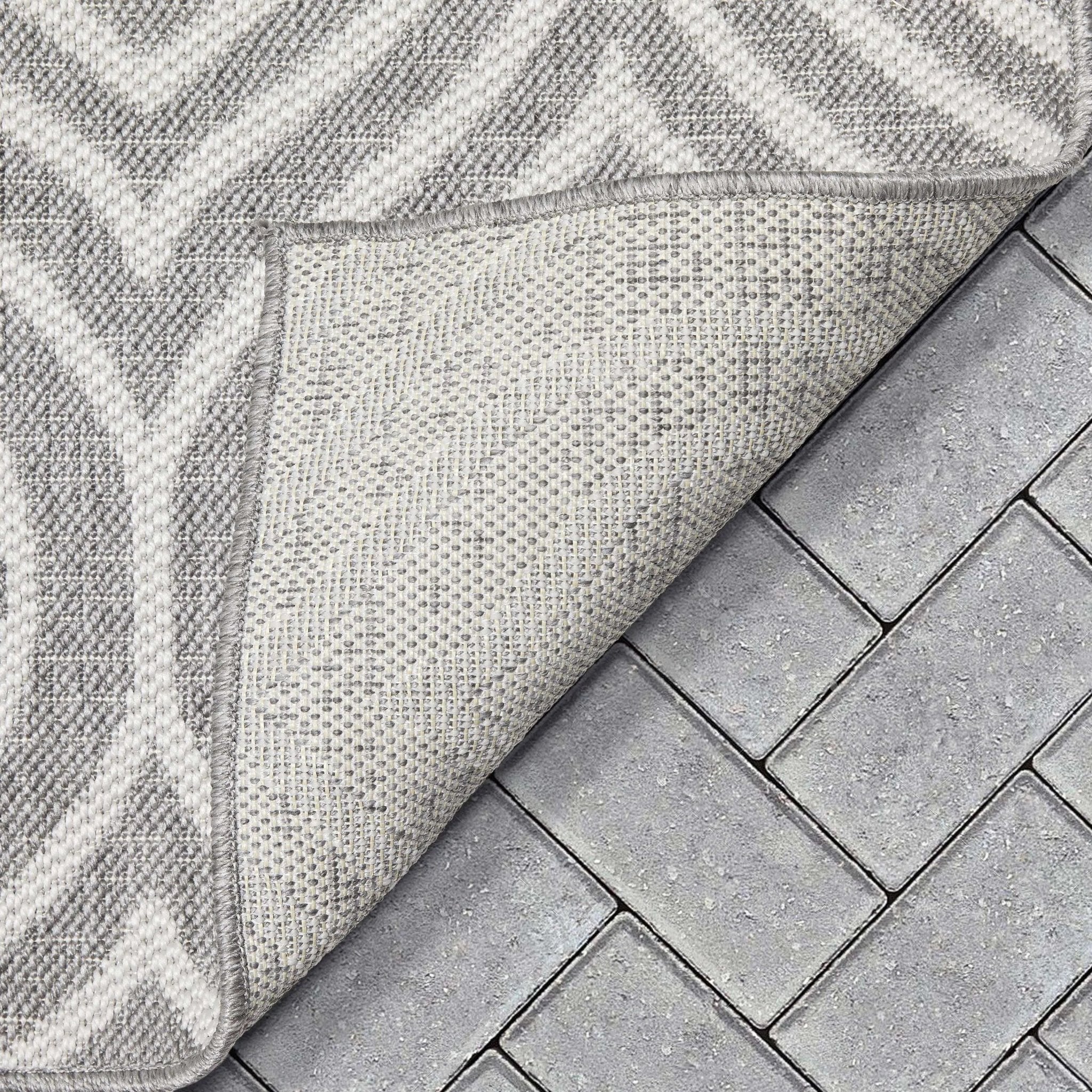 Ludo Lattice Trellis Indoor/Outdoor Grey Textured Rug Well Woven