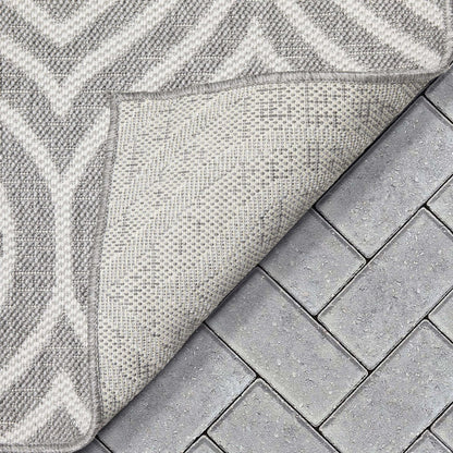 Ludo Lattice Trellis Indoor/Outdoor Grey Textured Rug Well Woven
