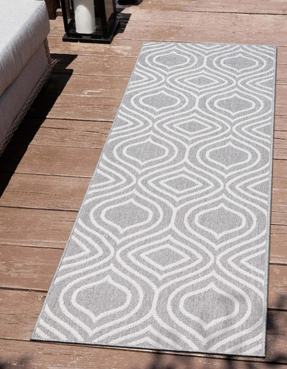 Ludo Lattice Trellis Indoor/Outdoor Grey Textured Rug Well Woven