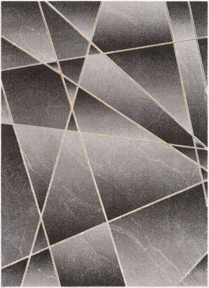 Arthur Retro Geometric Marble Pattern Grey Glam Rug Well Woven