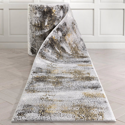 Custom Size Runner Kenneth Retro Abstract Pattern Grey Choose Your Width x Choose Your Length Hallway Runner Rug Well Woven