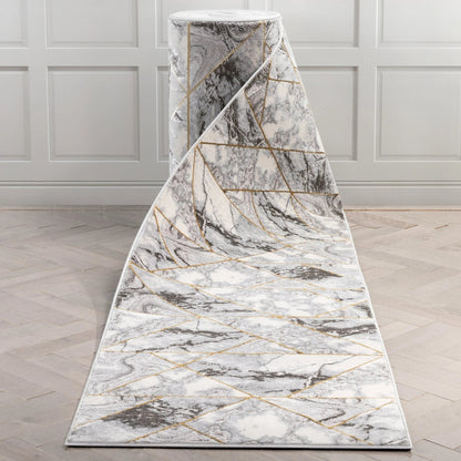 Custom Size Runner Arlo Retro Mosaic Marble Pattern Grey Choose Your Width x Choose Your Length Hallway Runner Rug Well Woven
