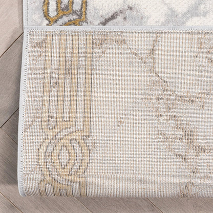 Custom Size Runner Huntington Retro Mosaic Marble Pattern Ivory Choose Your Width x Choose Your Length Hallway Runner Rug Well Woven