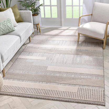 Briar Tribal Geometric Abstract Beige Looped Pile Rug Well Woven