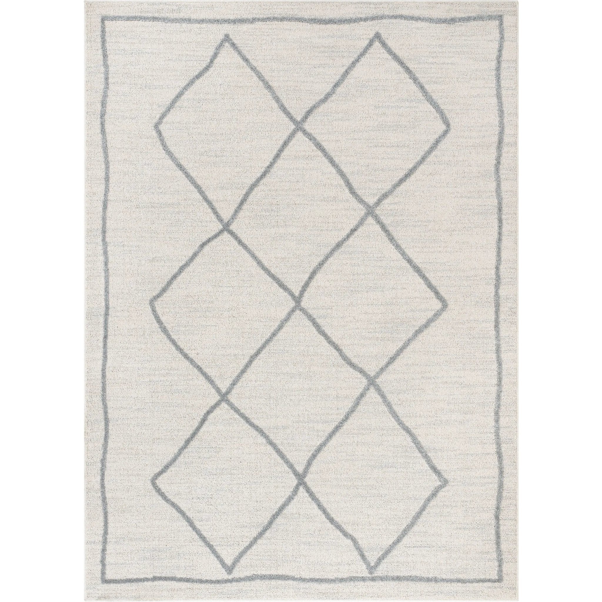 Cora Moroccan Lattice Trellis Beige Looped Pile Rug Well Woven