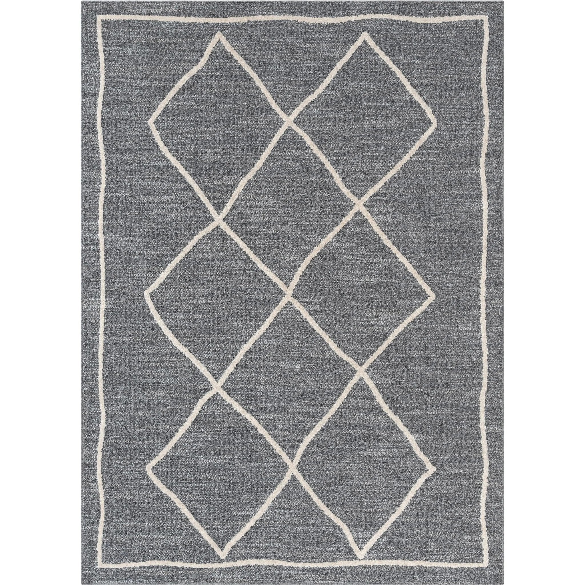 Cora Moroccan Lattice Trellis Grey Looped Pile Rug Well Woven