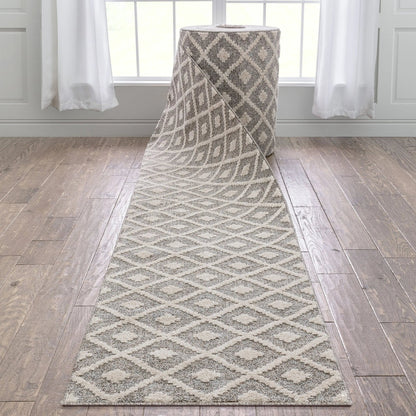 Custom Size Runner Ailey Moroccan Lattice Trellis Ivory Choose Your Width x Choose Your Length Hallway Runner Rug Well Woven