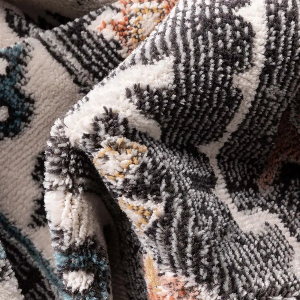 Julita Vintage Bohemian Aztec Tribal Black Rug Well Woven