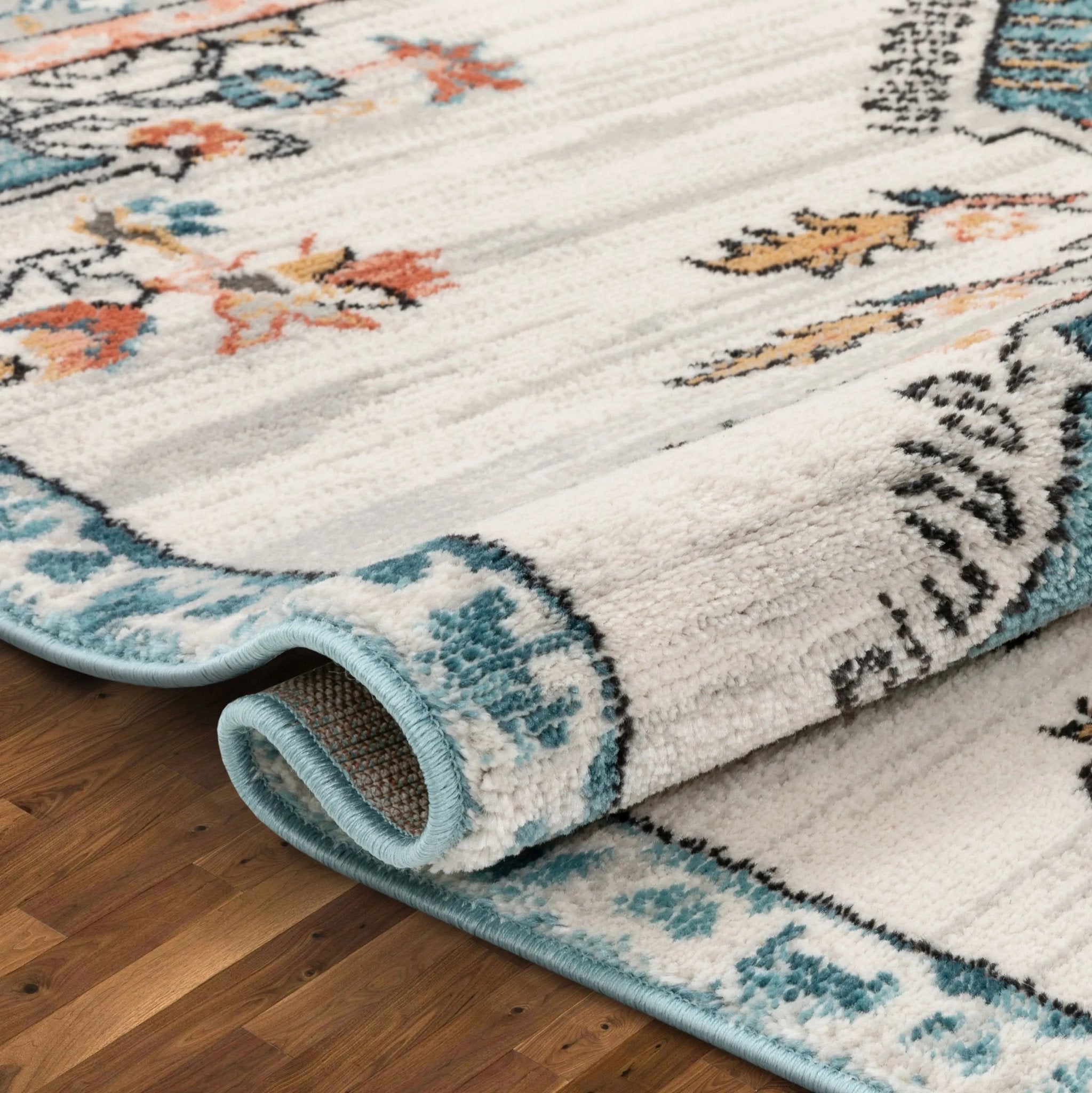 Manor Vintage Bohemian Medallion Oriental Blue Rug Well Woven