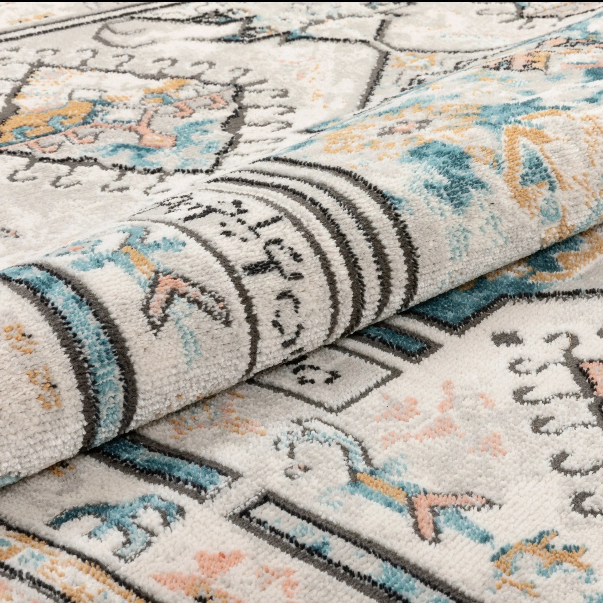 Valeria Bohemian Vintage Oriental Botanical Blue Rug Well Woven