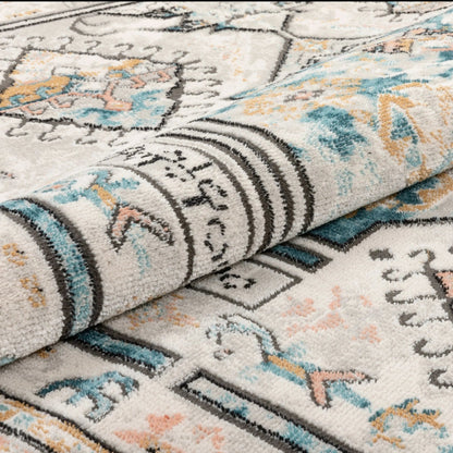 Valeria Bohemian Vintage Oriental Botanical Blue Rug Well Woven