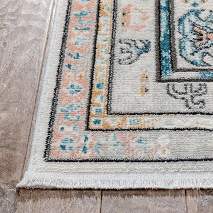 Valeria Bohemian Vintage Oriental Botanical Blue Rug Well Woven