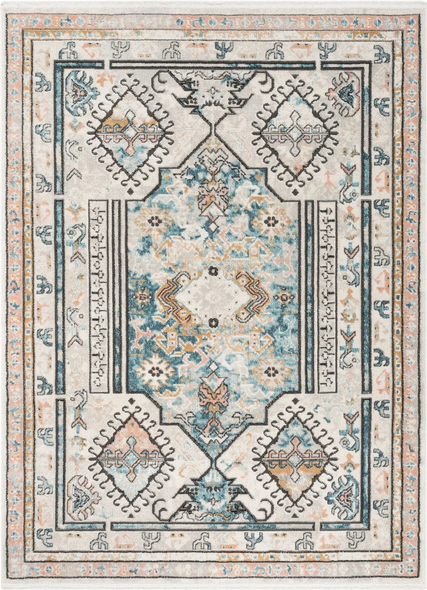 Valeria Bohemian Vintage Oriental Botanical Blue Rug Well Woven