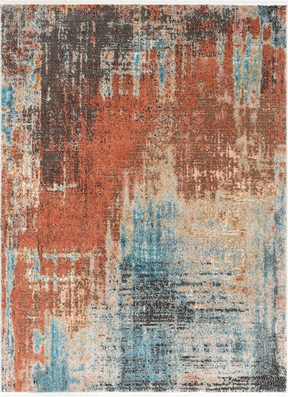 Regen Bohemian Modern Abstract Distressed Multi 2'3" x 7'3" Runner Rug Well Woven