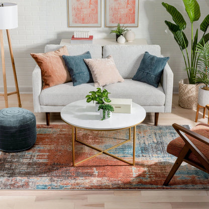 Regen Bohemian Modern Abstract Distressed Multi 2'3" x 7'3" Runner Rug Well Woven