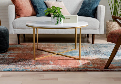 Regen Bohemian Modern Abstract Distressed Multi 2'3" x 7'3" Runner Rug Well Woven