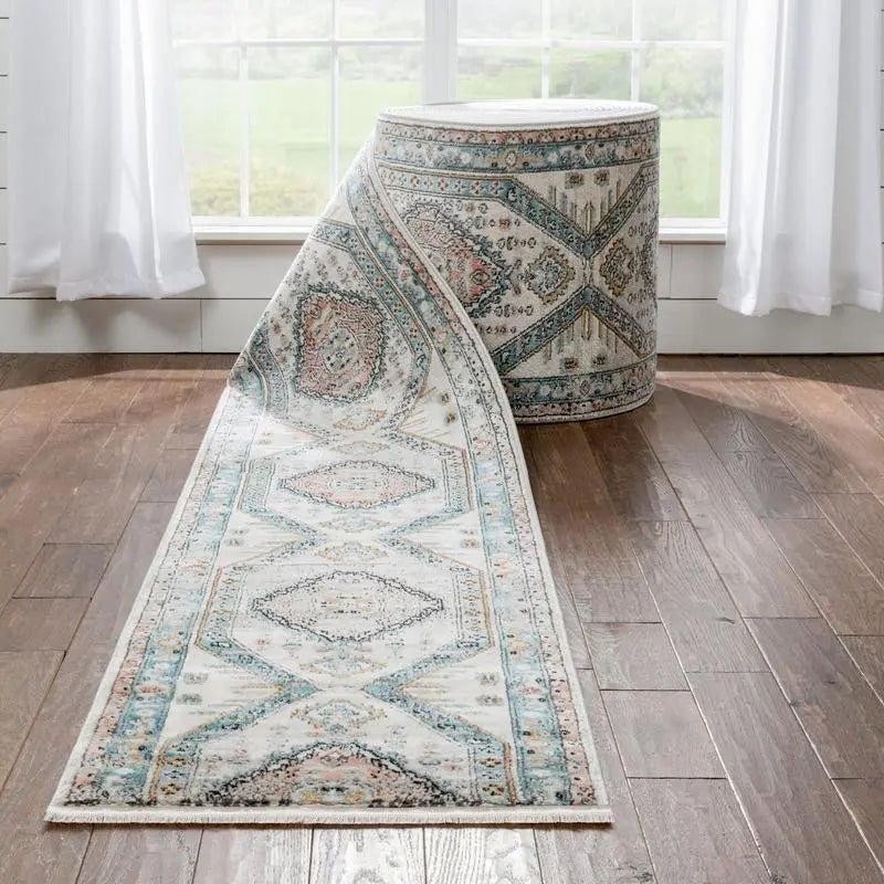 Julita Custom Size Runner Medallion Oriental Blue  Choose Your Width x Choose Your Length Hallway Runner Rug Well Woven