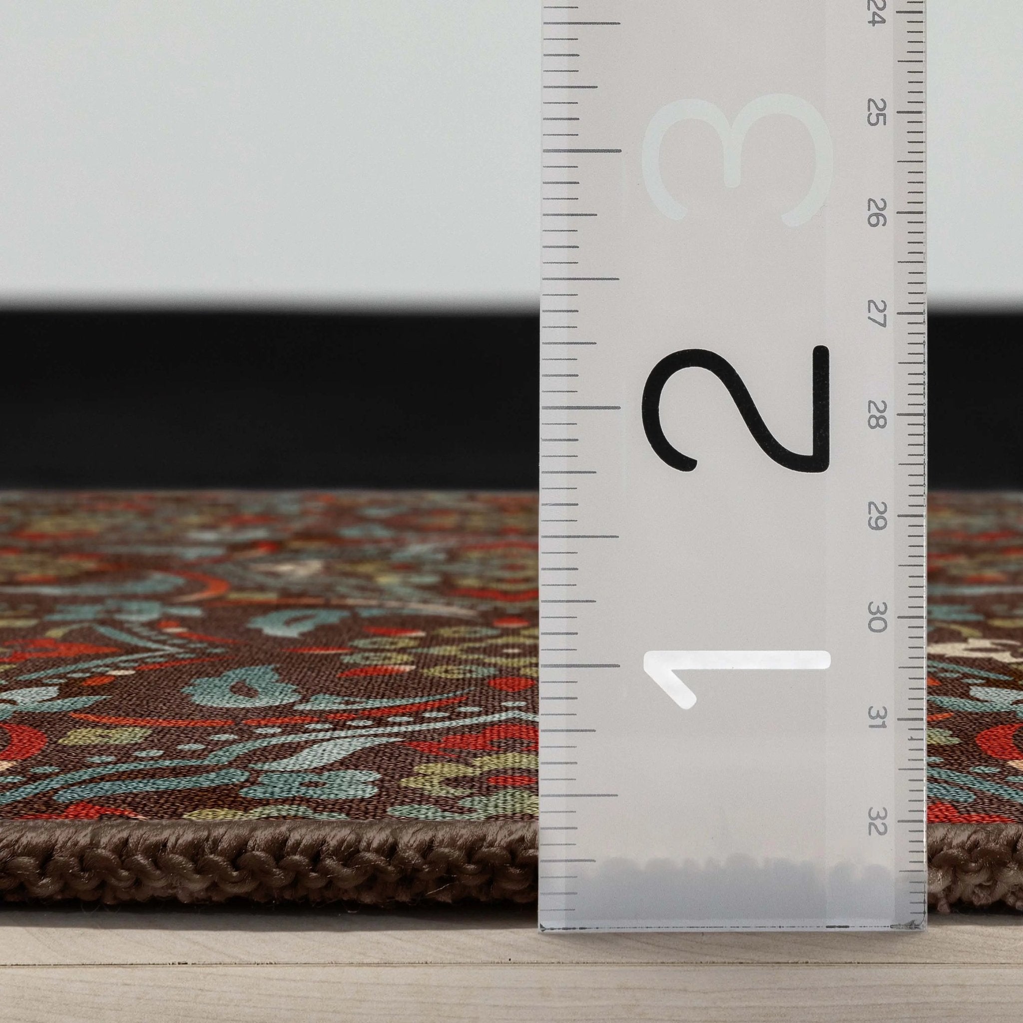 Florence Brown/Grey Floral Flat-Weave Cotton Backing Rug Well Woven