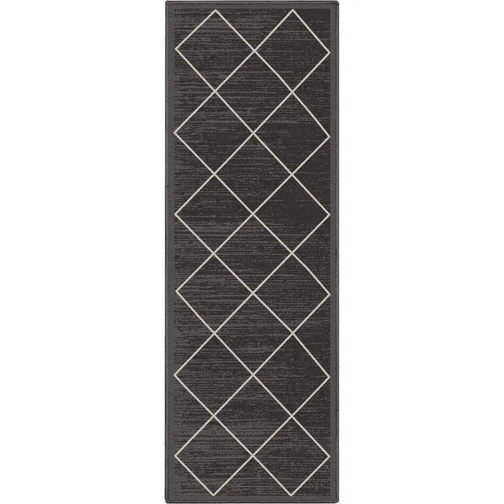 Clover Grey Modern Trellis Flat-Weave Cotton Backing Rug Well Woven