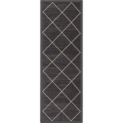 Clover Grey Modern Trellis Flat-Weave Cotton Backing Rug Well Woven