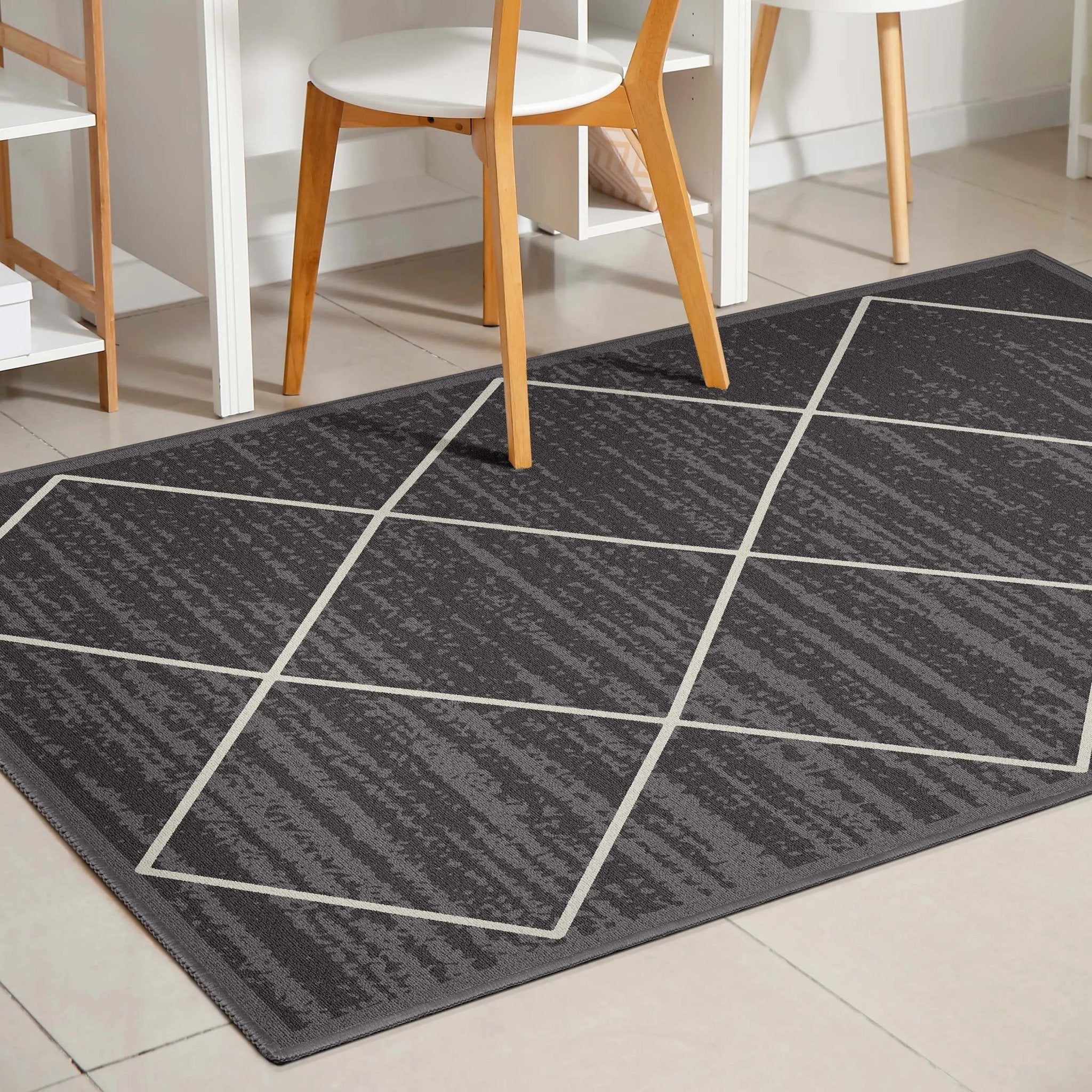 Clover Grey Modern Trellis Flat-Weave Cotton Backing Rug Well Woven