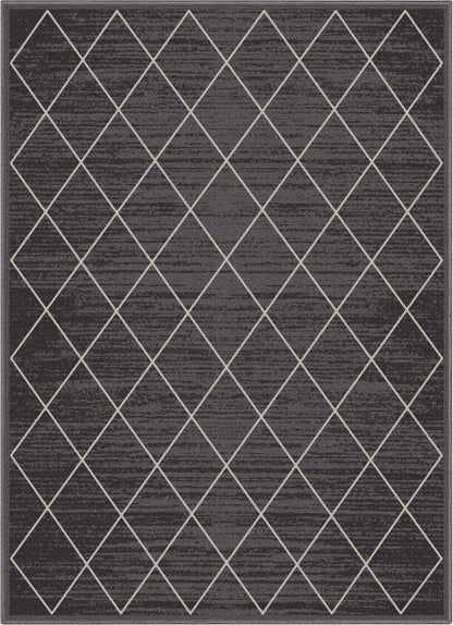 Clover Grey Modern Trellis Flat-Weave Cotton Backing Rug Well Woven