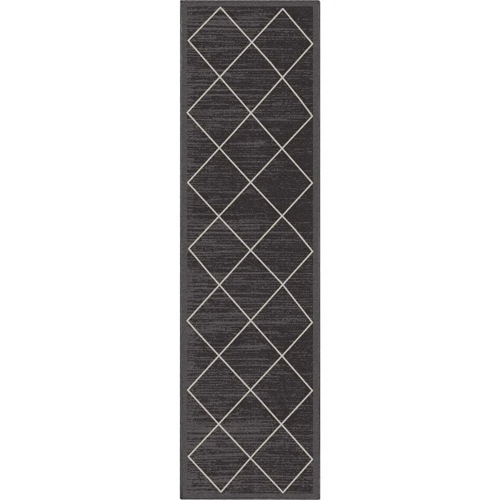 Clover Grey Modern Trellis Flat-Weave Cotton Backing Rug Well Woven