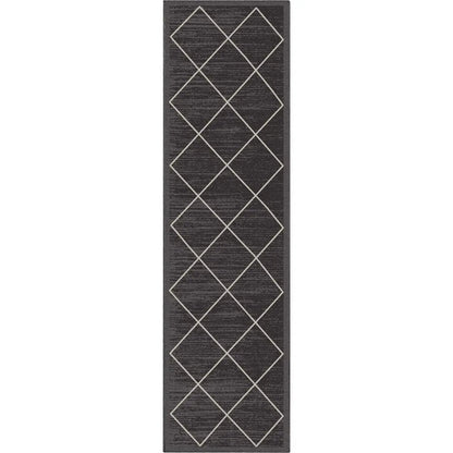 Clover Grey Modern Trellis Flat-Weave Cotton Backing Rug Well Woven