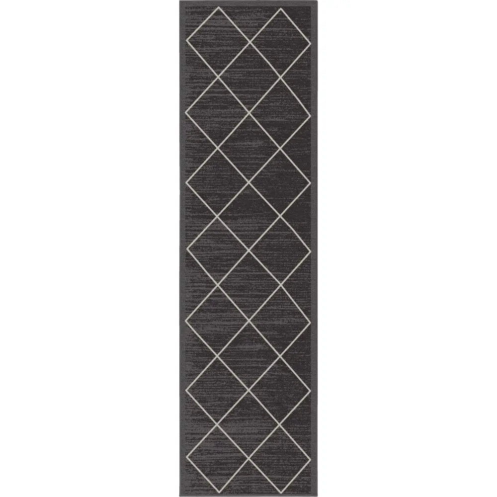Clover Grey Modern Trellis Flat-Weave Cotton Backing Rug Well Woven