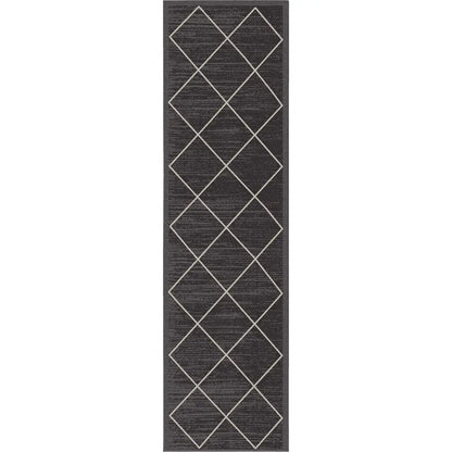 Clover Grey Modern Trellis Flat-Weave Cotton Backing Rug Well Woven