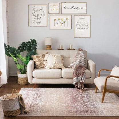 Melange Lavender Vintage Modern Rug Well Woven