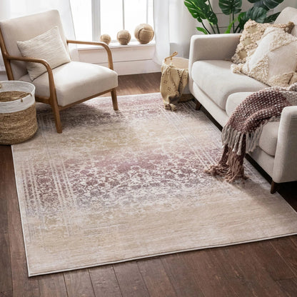 Melange Lavender Vintage Modern Rug Well Woven