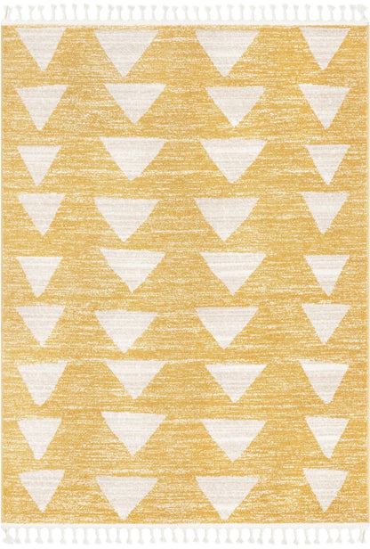 Triangles Modern Geometric Pattern Yellow Kids Rug Well Woven
