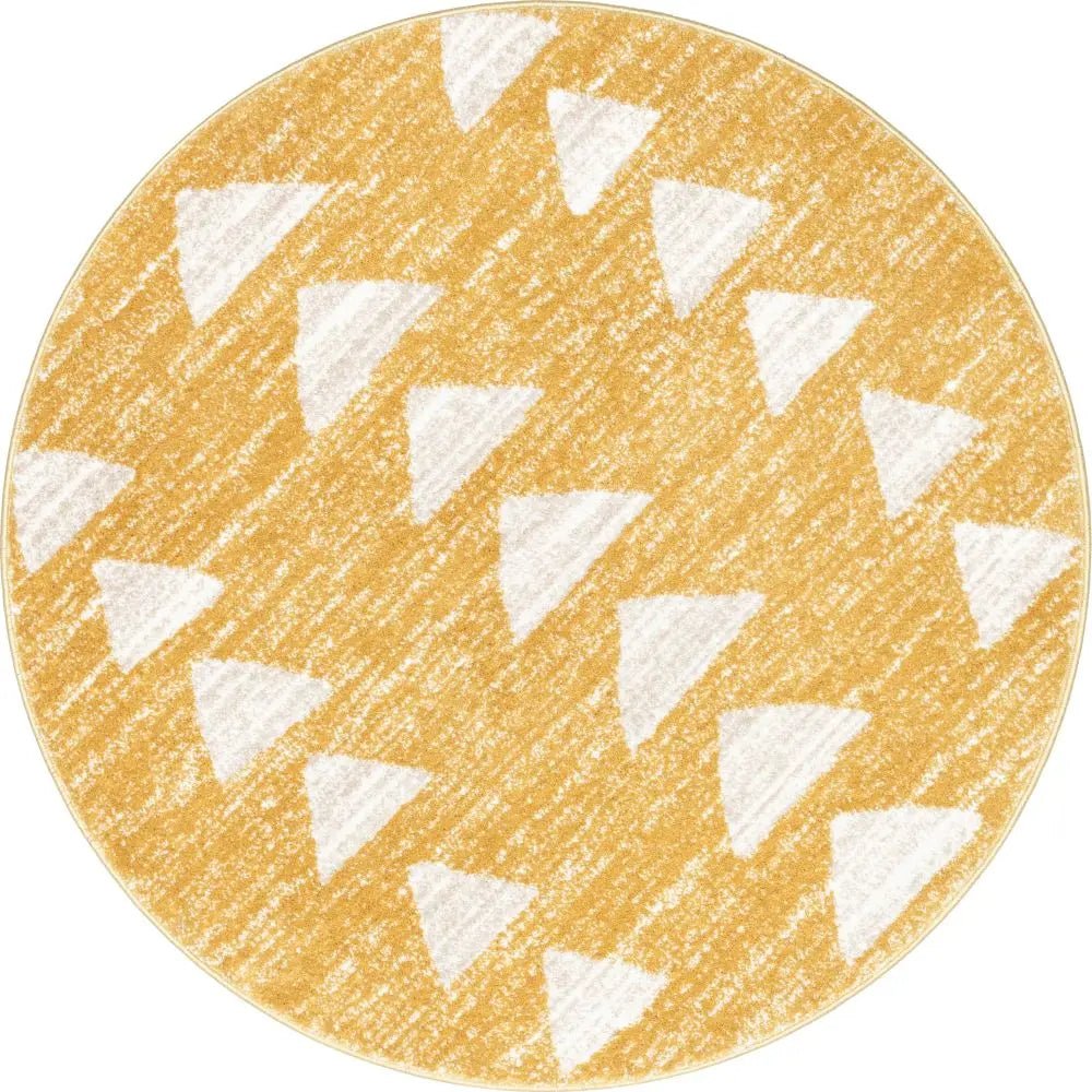Triangles Modern Geometric Pattern Yellow Kids Rug Well Woven