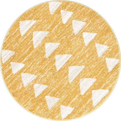 Triangles Modern Geometric Pattern Yellow Kids Rug Well Woven
