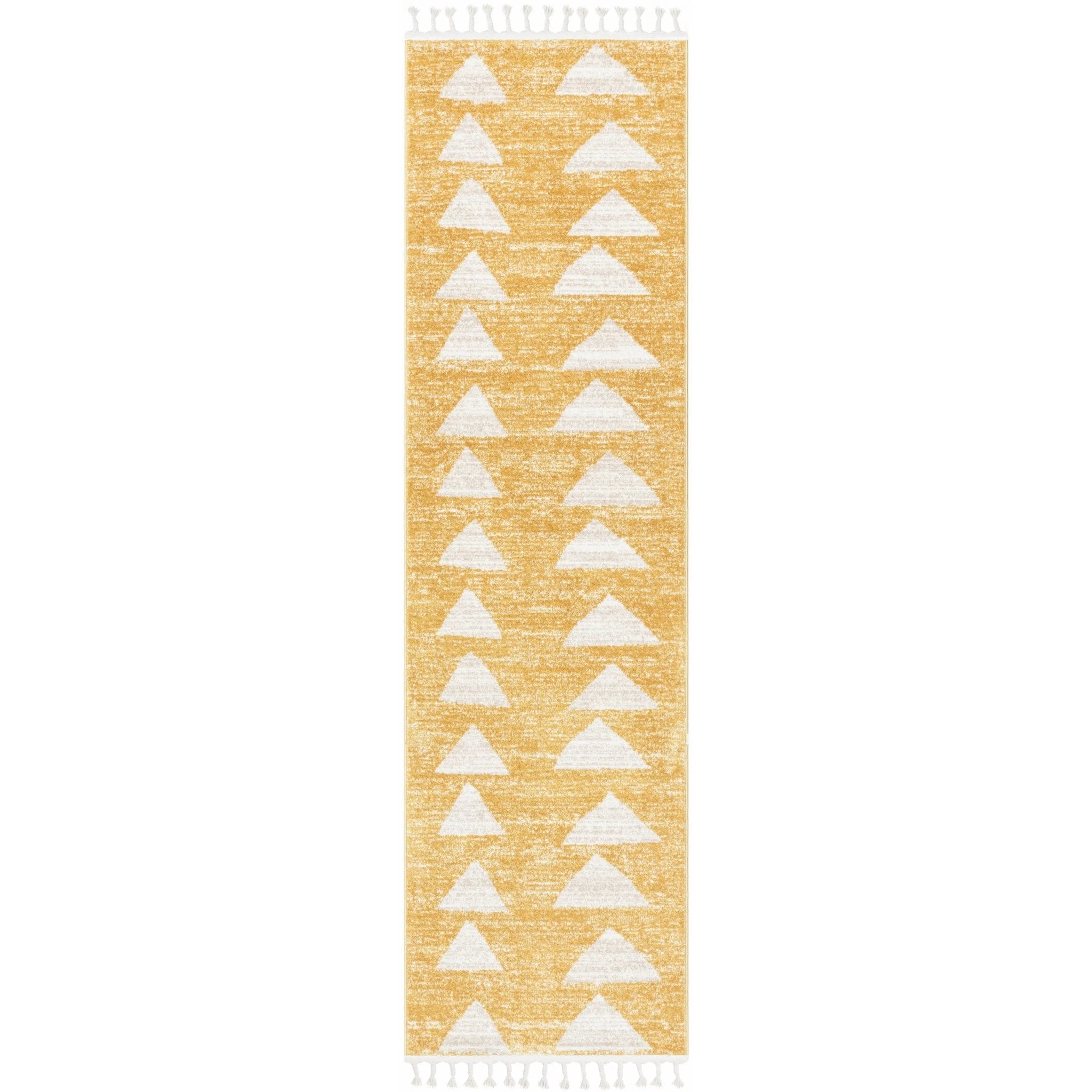 Triangles Modern Geometric Pattern Yellow Kids Rug Well Woven