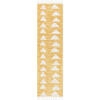 Triangles Modern Geometric Pattern Yellow Kids Rug Well Woven