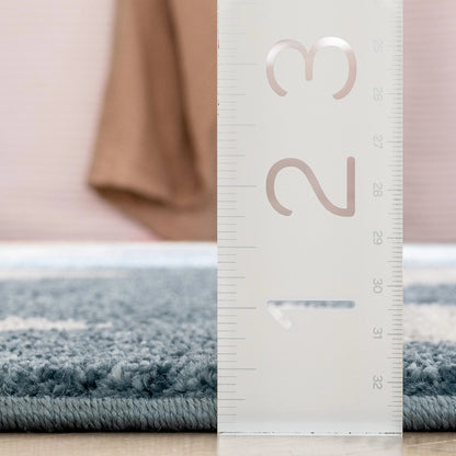 Triangles Modern Geometric Pattern Blue Kids Rug Well Woven