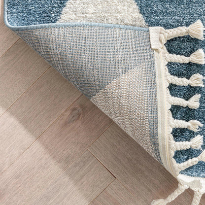 Triangles Modern Geometric Pattern Blue Kids Rug Well Woven