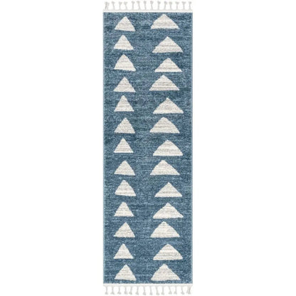 Triangles Modern Geometric Pattern Blue Kids Rug Well Woven