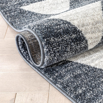 Triangles Modern Geometric Pattern Grey Kids Rug Well Woven