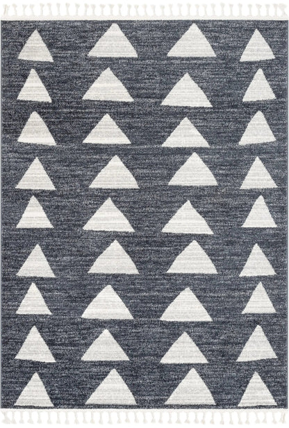 Triangles Modern Geometric Pattern Grey Kids Rug Well Woven