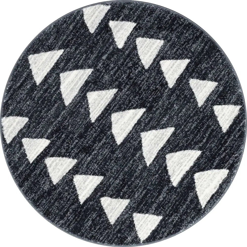 Triangles Modern Geometric Pattern Grey Kids Rug Well Woven