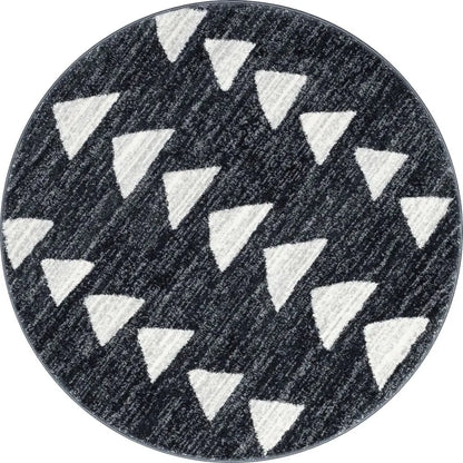 Triangles Modern Geometric Pattern Grey Kids Rug Well Woven