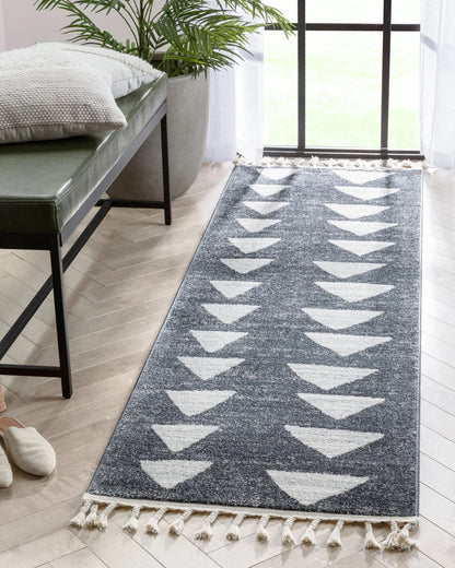 Triangles Modern Geometric Pattern Grey Kids Rug Well Woven