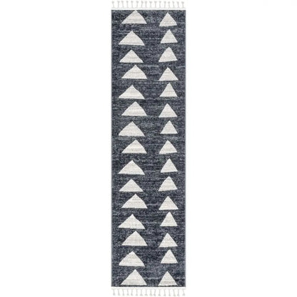 Triangles Modern Geometric Pattern Grey Kids Rug Well Woven