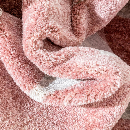 Triangles Modern Geometric Pattern Pink Kids Rug Well Woven