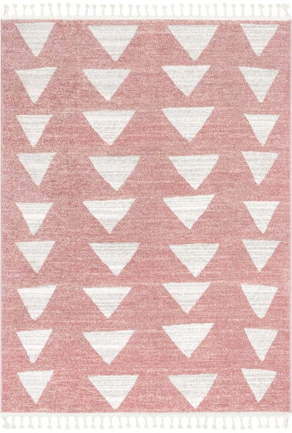 Triangles Modern Geometric Pattern Pink Kids Rug Well Woven