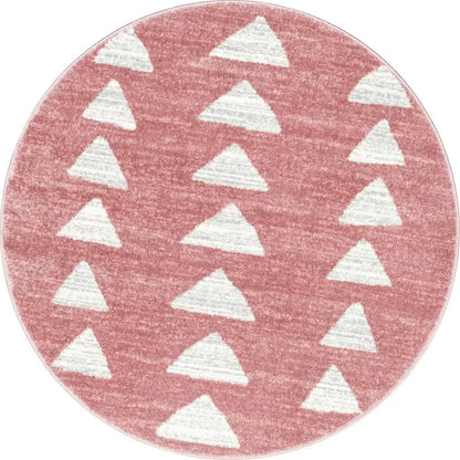 Triangles Modern Geometric Pattern Pink Kids Rug Well Woven