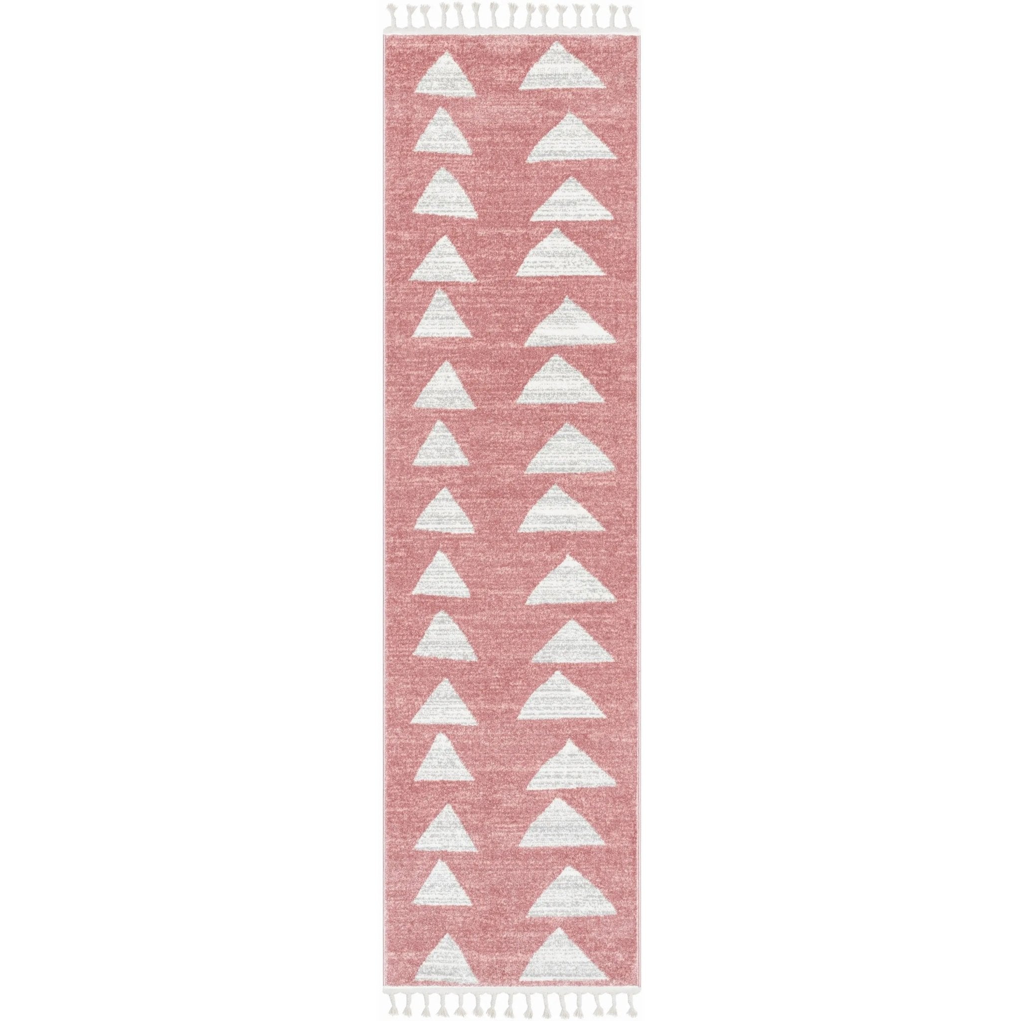 Triangles Modern Geometric Pattern Pink Kids Rug Well Woven
